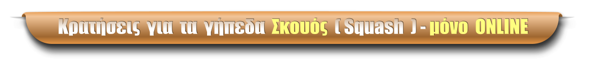 Κρατήσεις  για  τα  γήπεδα  Σκουός  ( Squash  ) - μόνο  ONLINE